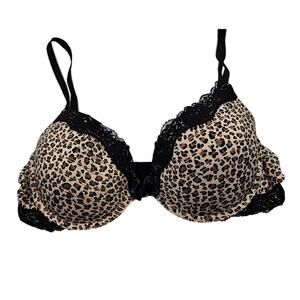 Vintage Y2K RAmpage Intimates Womens Sz 36C T Shirt Bra Cheetah Leopard Print